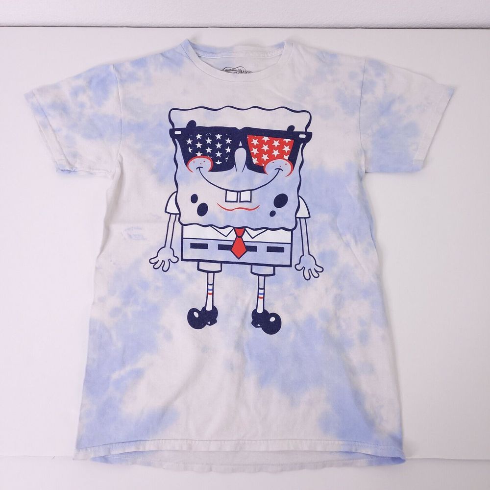 SpongeBob Americana Tie Dye Graphic T-Shirt Size Small